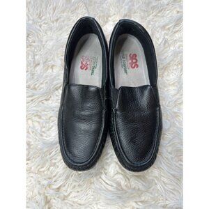 SAS Shoe Womens 10 Twin Slip On Black No Laces Leather Loafer Support Comfort